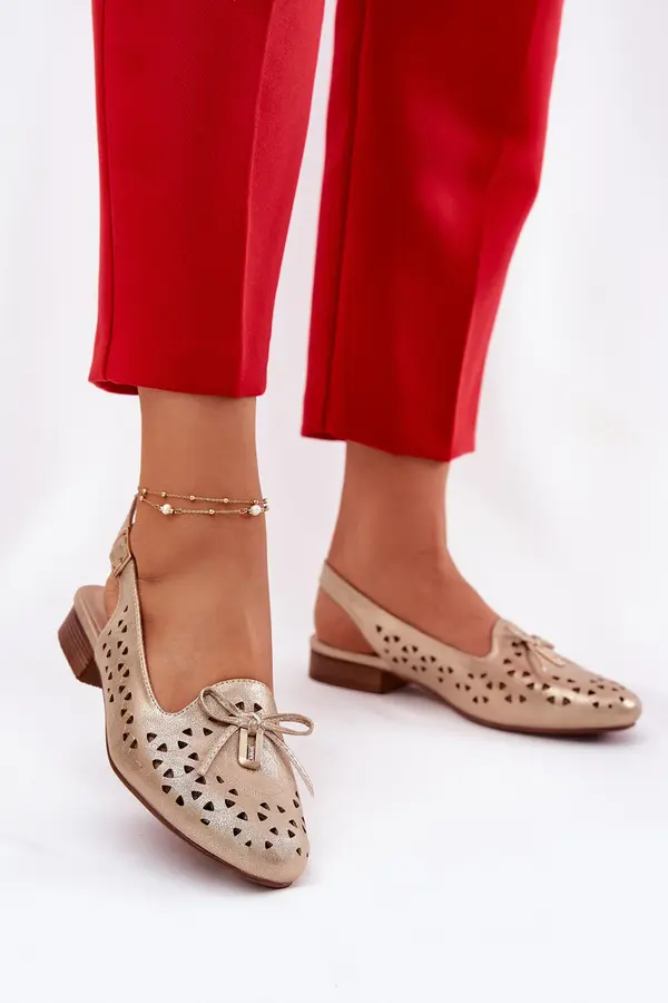 Boto Boto Perforated Ballerinas With Open Heel Gold Navinnia