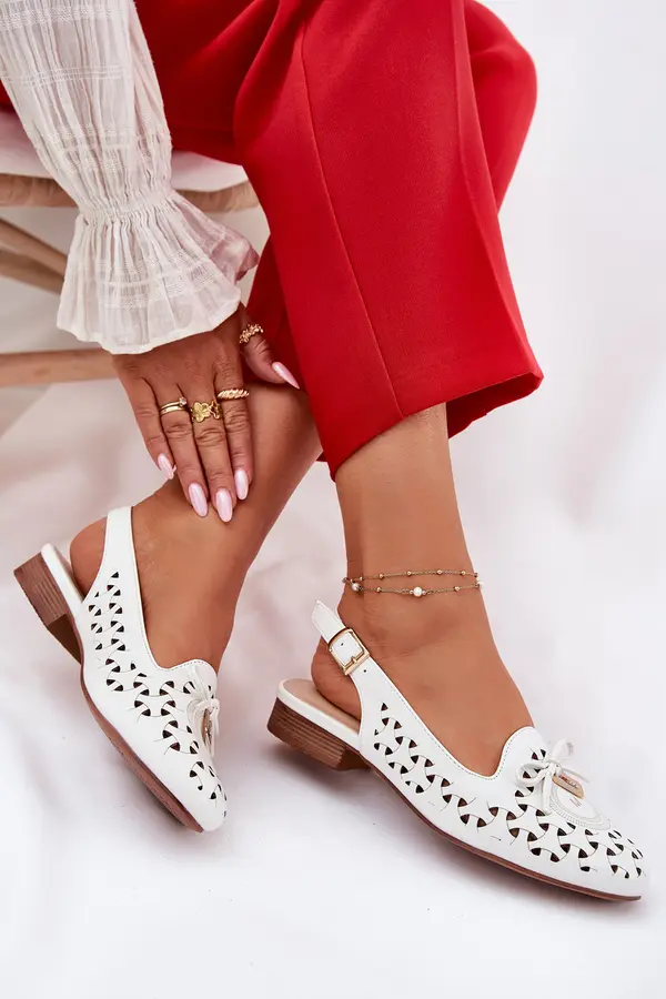 Boto Boto Perforated Ballerinas With Open Heel White Navinnia