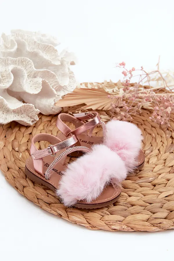 Boto Boto Pink Joratia Children's Patent Sandals with Bow on Velcro