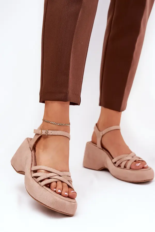 Boto Boto Platform And Wedge Sandals Made Of Eco Suede Beige Nendal