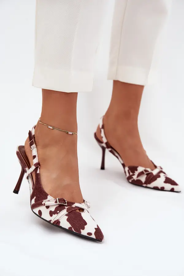 Boto Boto Pumps With Open Heel And Straps Patches White-Brown Ravira