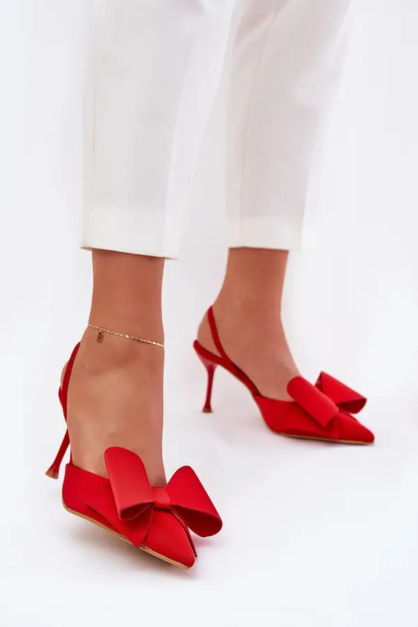 Boto Boto Red High Heels With Open Heels And Bow Eklevia