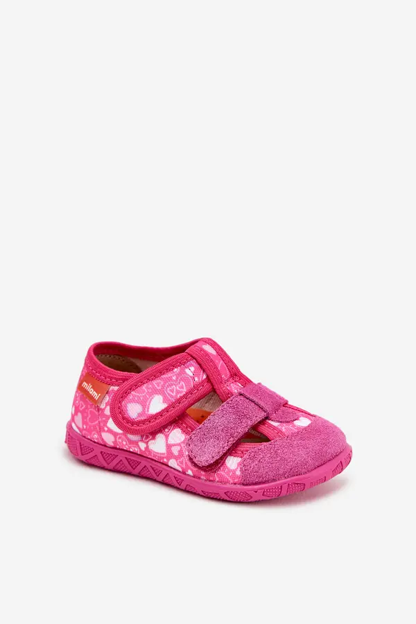 Milami Boto Slippers Milami Children's With Velcro In Hearts Pink Reathiana