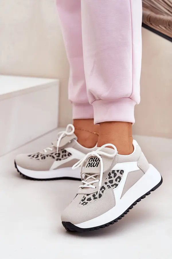 Boto Boto Sports Shoes Sneakers Women On Platform Leopard White-Beige Pumbes