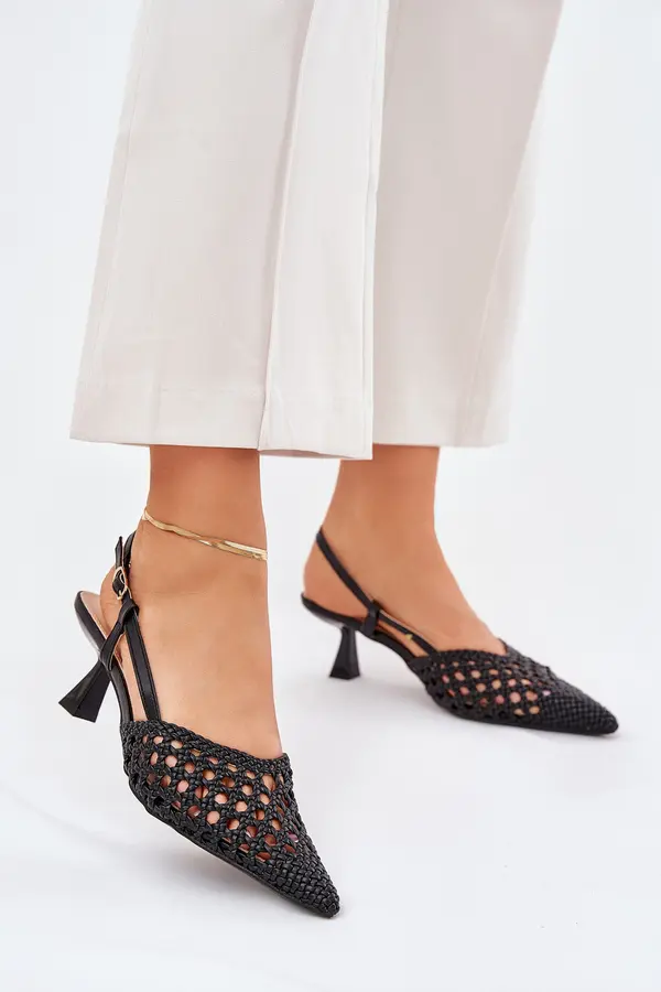 Boto Boto Stiletto Heels With Pointed Toe And Open Heel Black Umirana