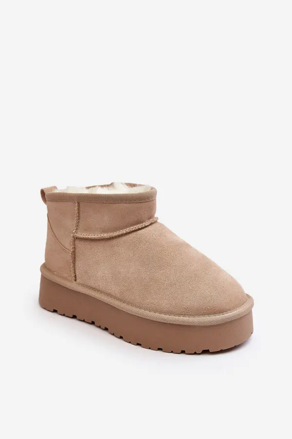 Boto Boto Stylish Low Suede Snow Boots Light Beige Nucca