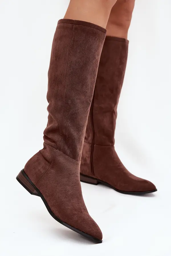 Boto Boto Suede Boots With Flat Heel Brown Eelin