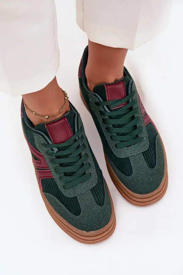 Boto Boto Velvet Women's Sneakers on Platform Green Skye