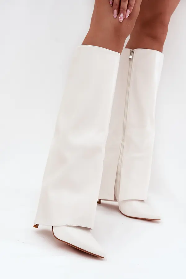 Boto Boto Warm Heeled Boots with Folded Shaft White Tamonia