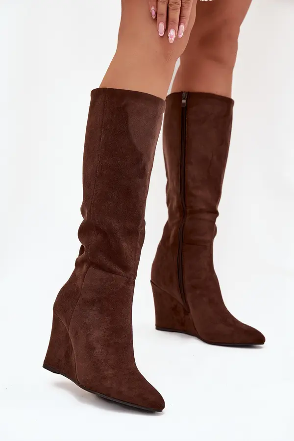 Boto Boto Warm ladies wedge boots chocolate Rosina