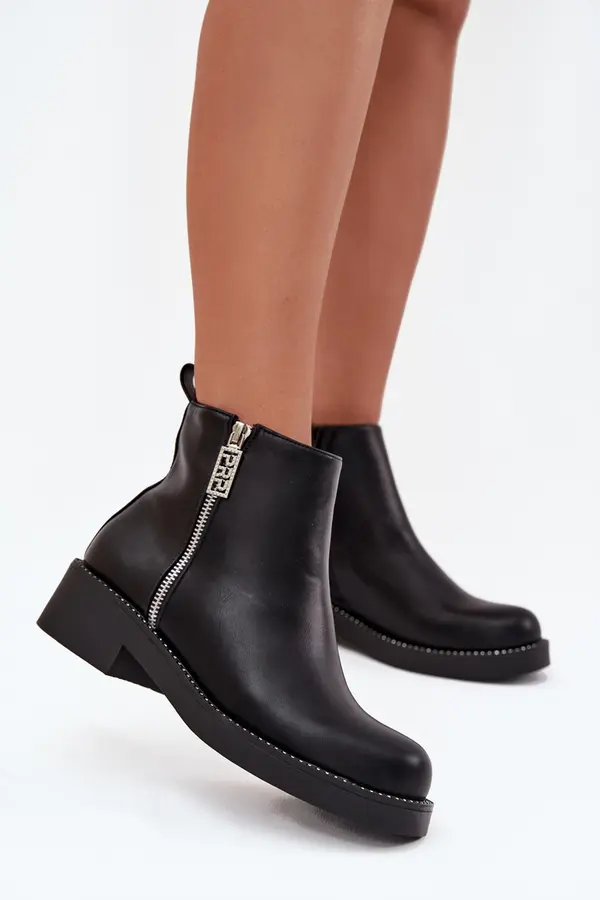 Boto Boto Warm Low Women's Boots With Zircons Black Vionna