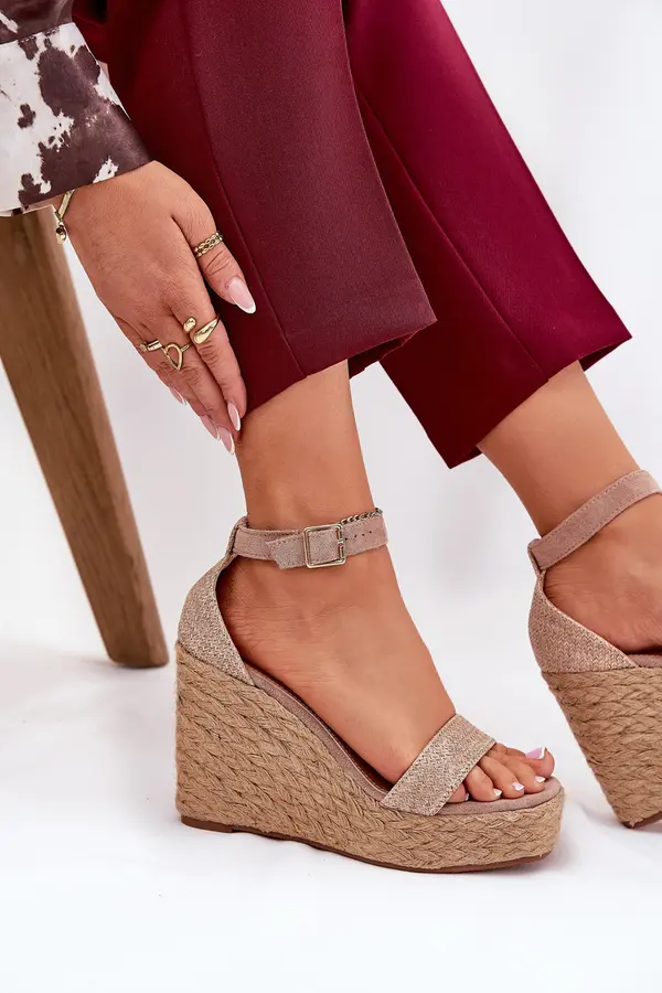 Boto Boto Wedge Sandals For Women With Braiding Khaki Adelio