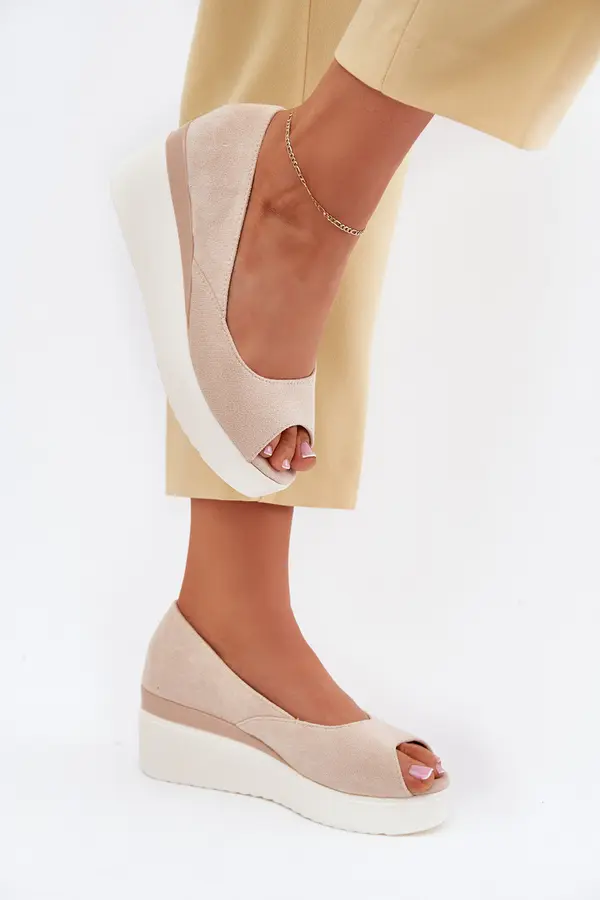 Boto Boto Wedge Women Sandals Made Of Eco Suede Light Beige Velira