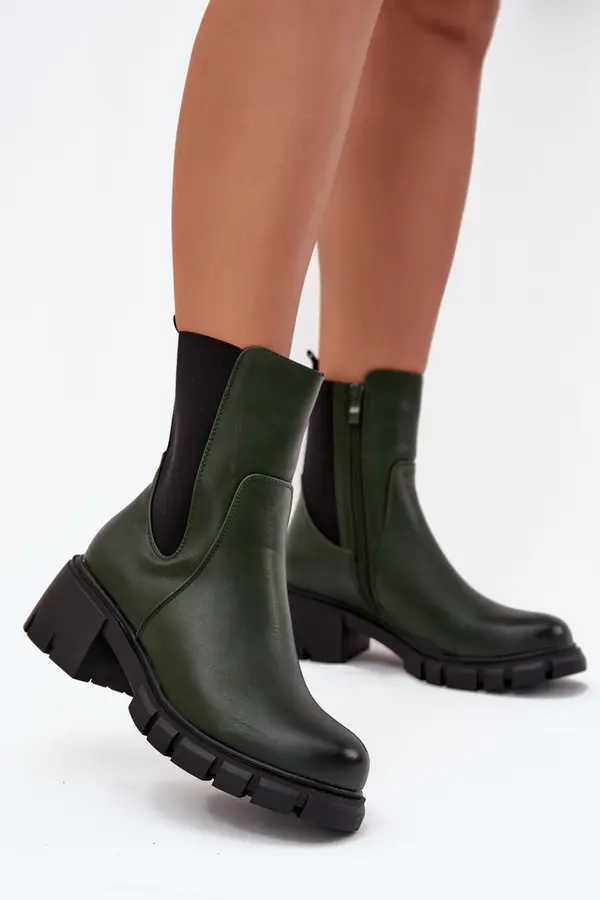Boto Boto Women Boots On Block Eco Leather Dark Green Kyra