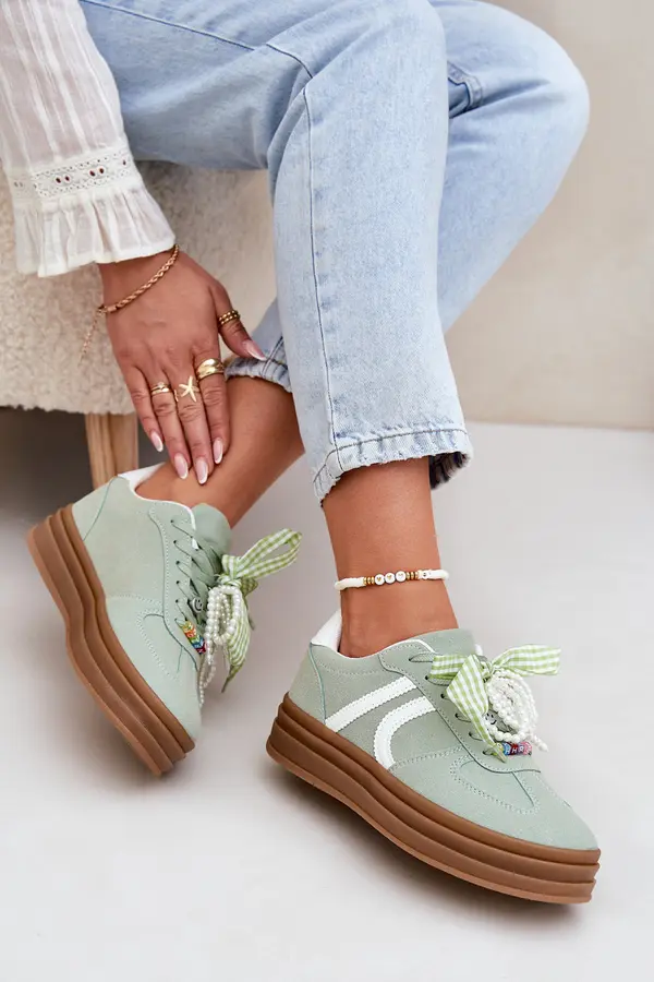 Boto Boto Women Sneakers On Platform With Decorations Green Vinness