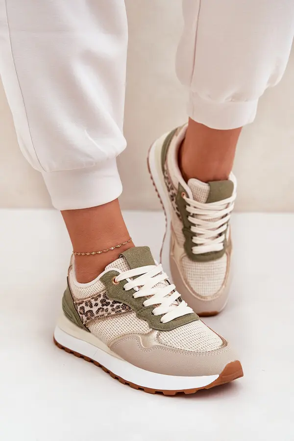 Boto Boto Women Sports Shoes With Panther Print On Platform Green Davinara