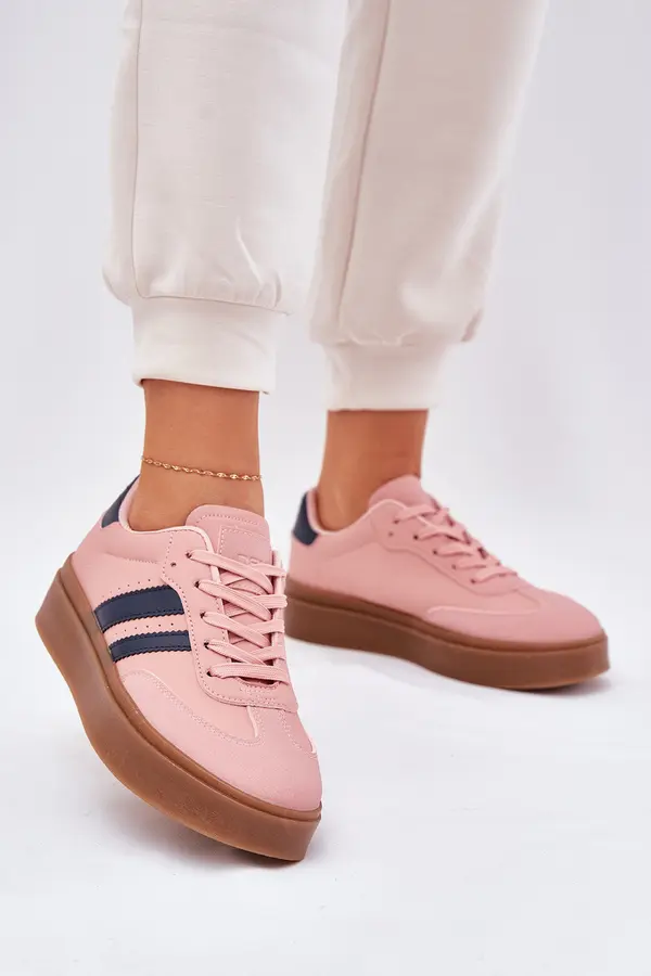 EVENTO Boto Women's Platform Sneakers Made Of Eco Leather Pink Ediriella