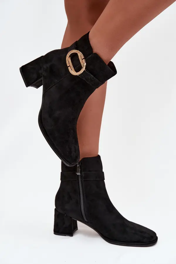 Boto Boto Women's ankle boots on heel with gold buckle black Calissa