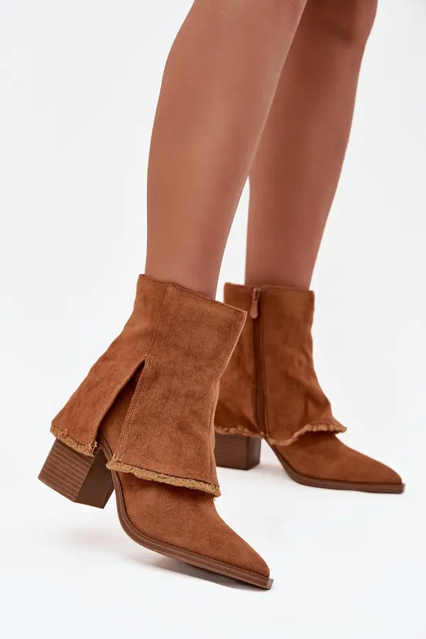 Boto Boto Women's ankle boots on heel with rolled shaft Camel Idalia