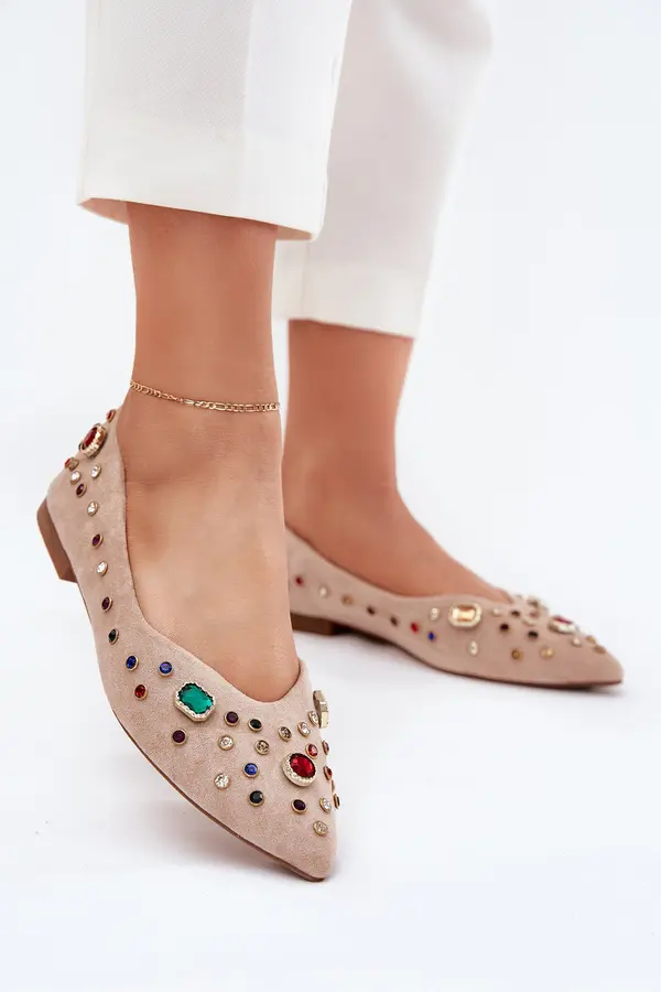 Boto Boto Women's Ballerinas Decorated With Crystals Beige Valena