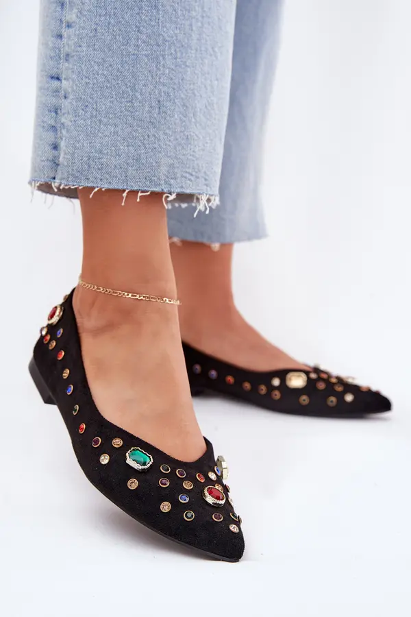 Boto Boto Women's Ballerinas Decorated With Crystals Black Valena