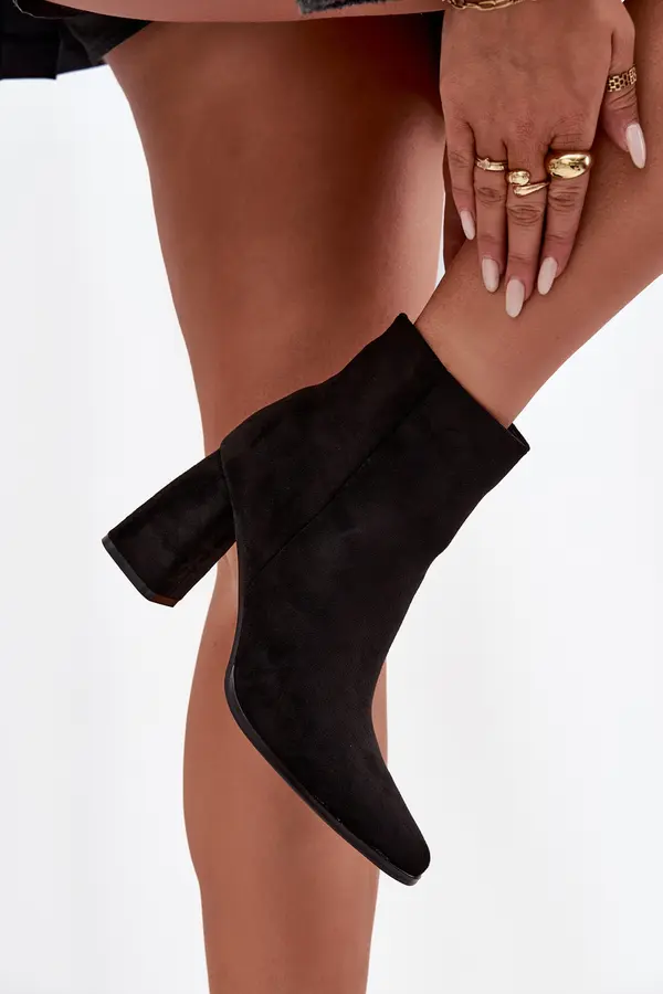 Boto Boto Women's Block Heel Boots Made of Eco Suede Black Inessa