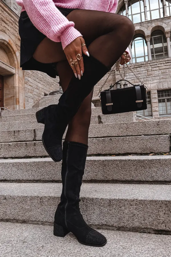 Boto Boto Women's Boots with Decoration on Block Eco Suede Black Ivanna