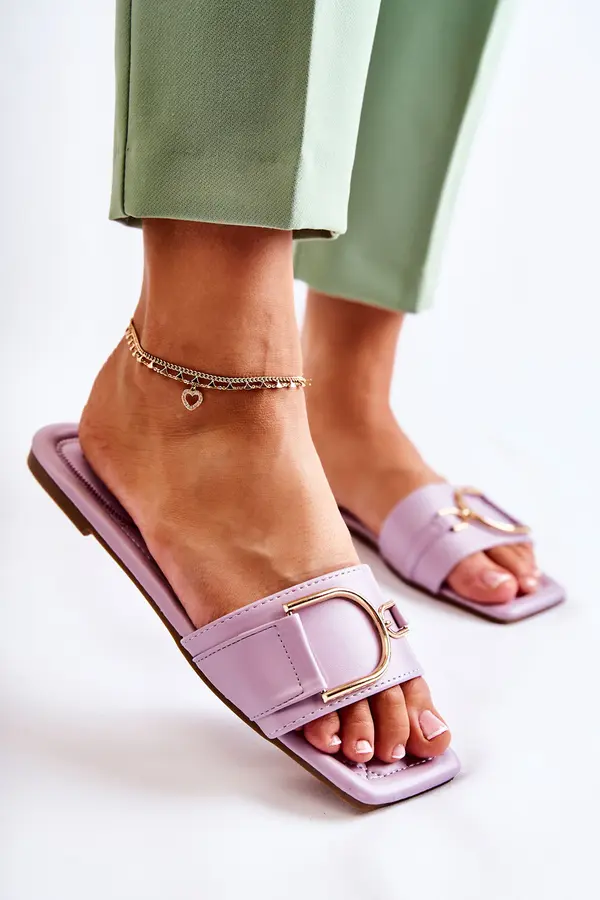 Boto Boto Women's Classic Leather Slippers With Decoration Violet Shilla