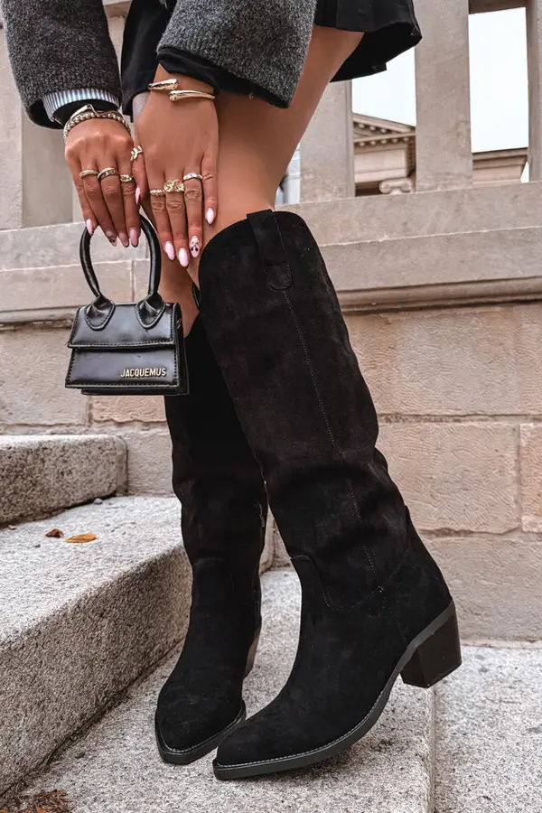 Boto Boto Women's Cowboy Boots With Heel Made Of Eco Suede Black Esmira