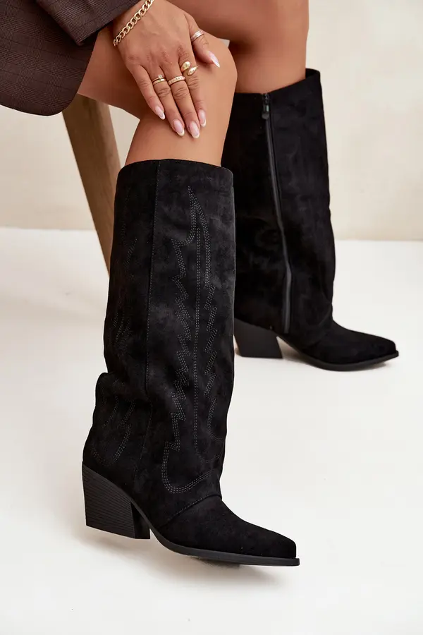 Boto Boto Women's Cowboy Boots with Zipper Black Isalina