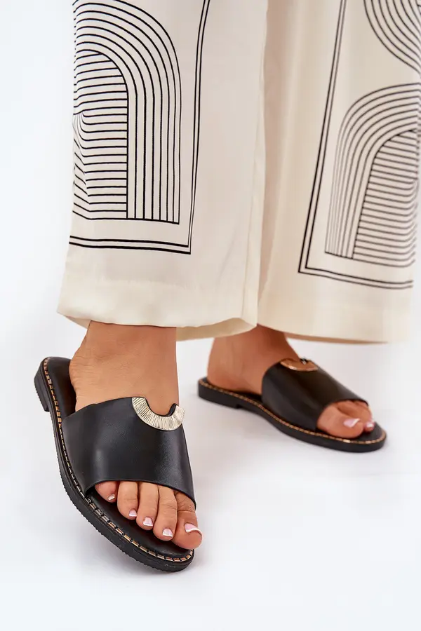 Boto Boto Women's Eco Leather Slippers With Decorative Details Orange Mevith