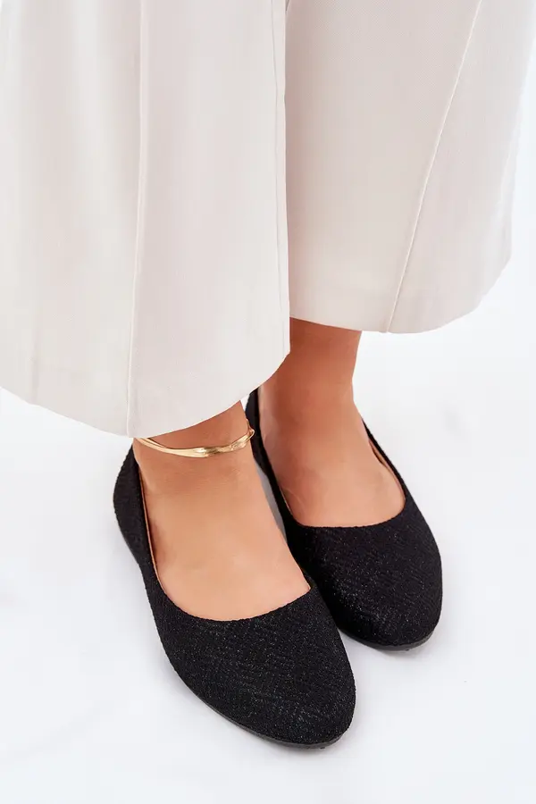 Boto Boto Women's Flat Ballet Shoes With Glitter Black Tatorelis