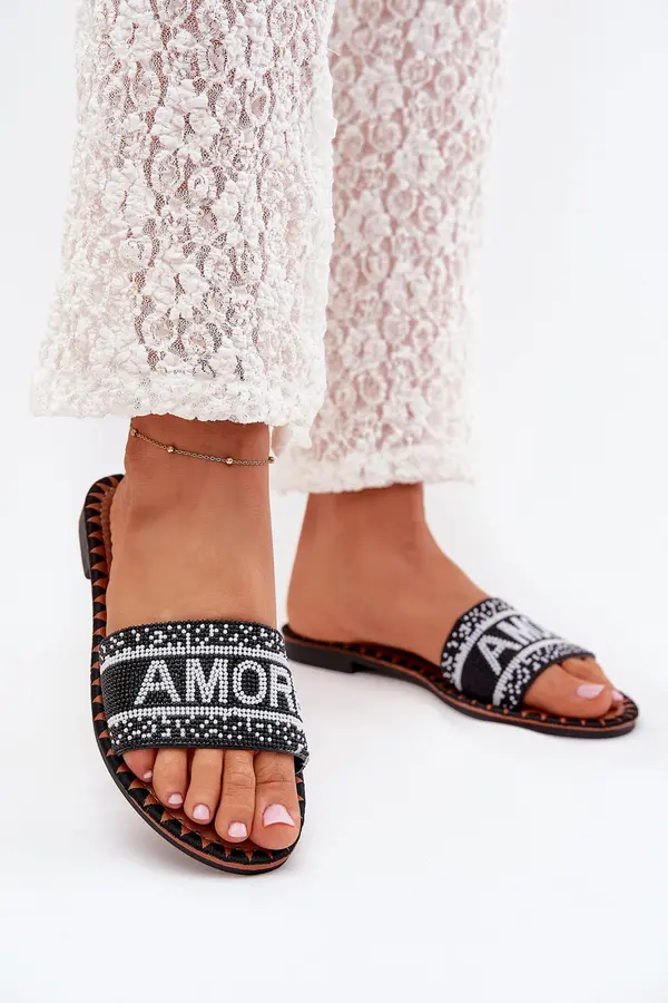 Boto Boto Women's Flat Sandals With Decoration Amore Black Avelina