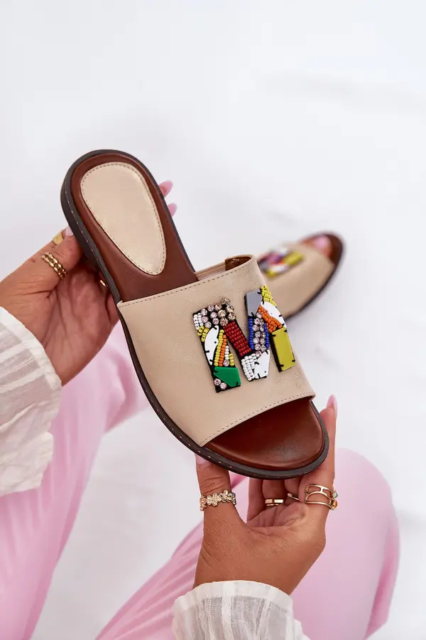 Boto Boto Women's Flat Sandals With Decoration Gold Clelione