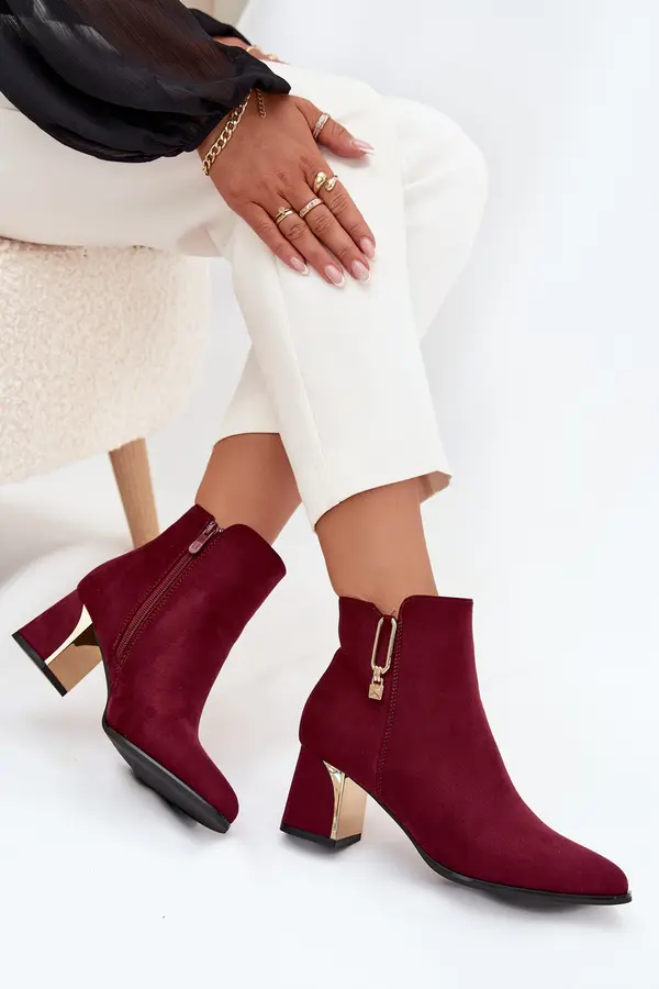Boto Boto Women's heeled ankle boots with gold details Bordeaux Kalivra