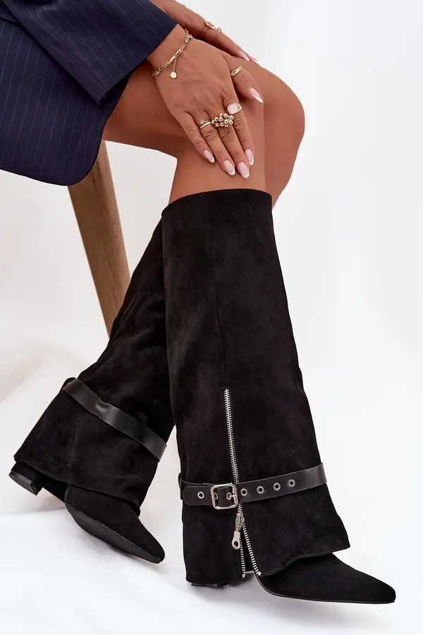 Boto Boto Women's Heeled Boots with Decorative Strap Black Jolivine