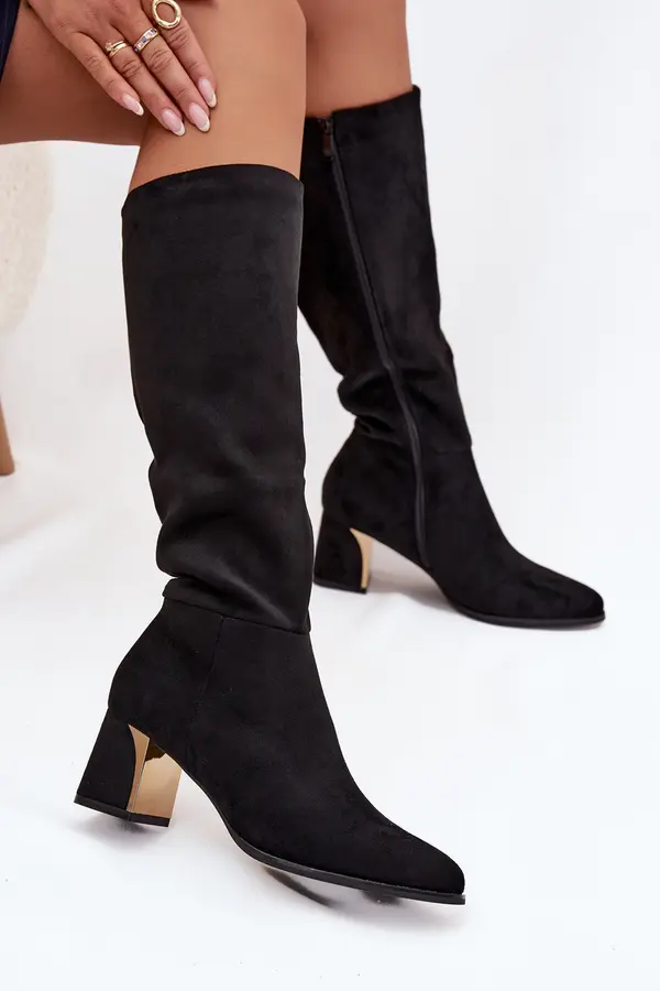 Boto Boto Women's Heeled Boots With Gold Element Black Nivarae