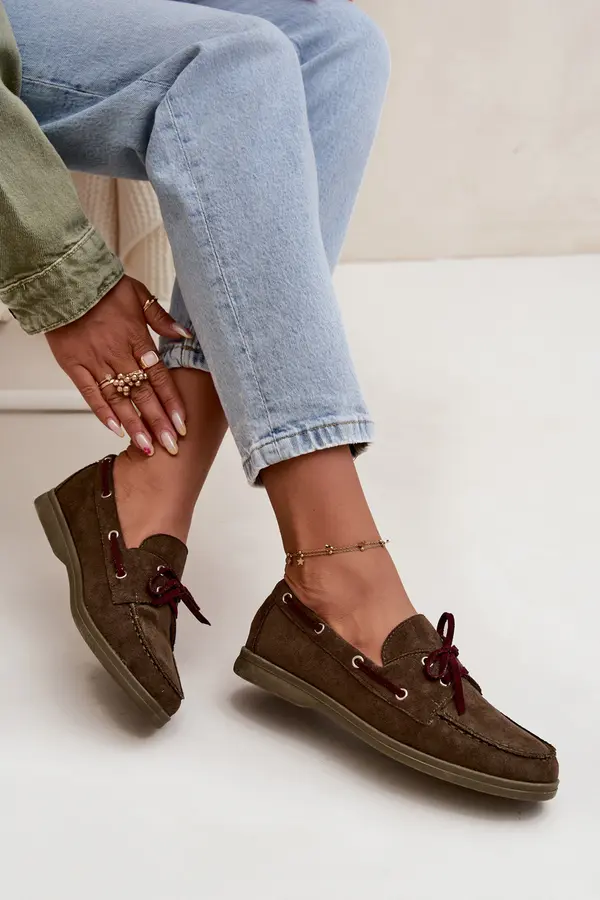 Boto Boto Women's Loafers With Laces Dark Green Calivra