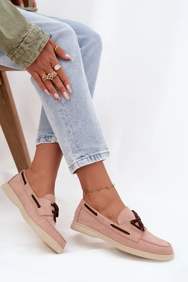 Boto Boto Women's Loafers With Laces Light Pink Calivra