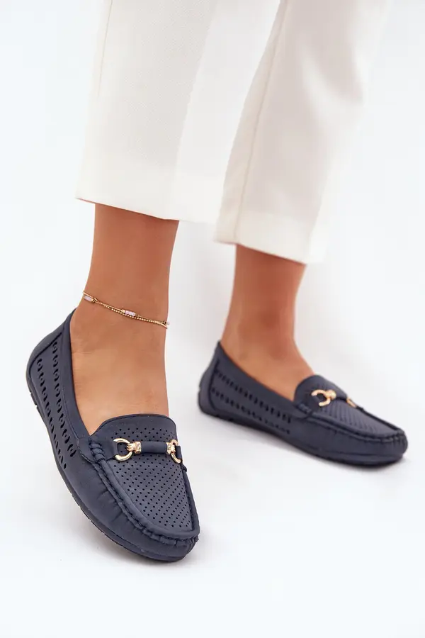 Boto Boto Women's Perforated Moccasins With Decoration Navy Kaydance
