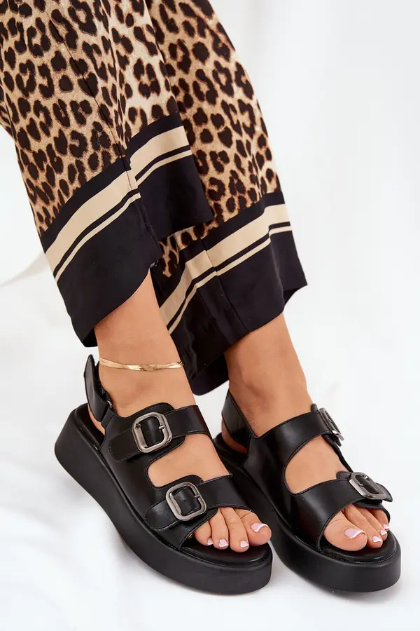 Boto Boto Women's Platform And Wedge Sandals With Buckles Black Genorre