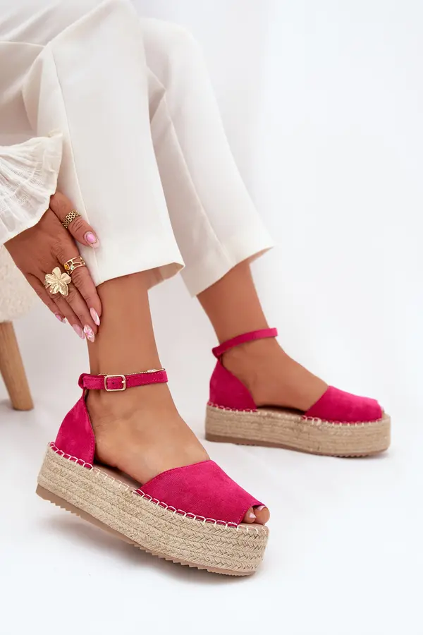 Boto Boto Women's platform espadrilles with weaving fuchsia Selise