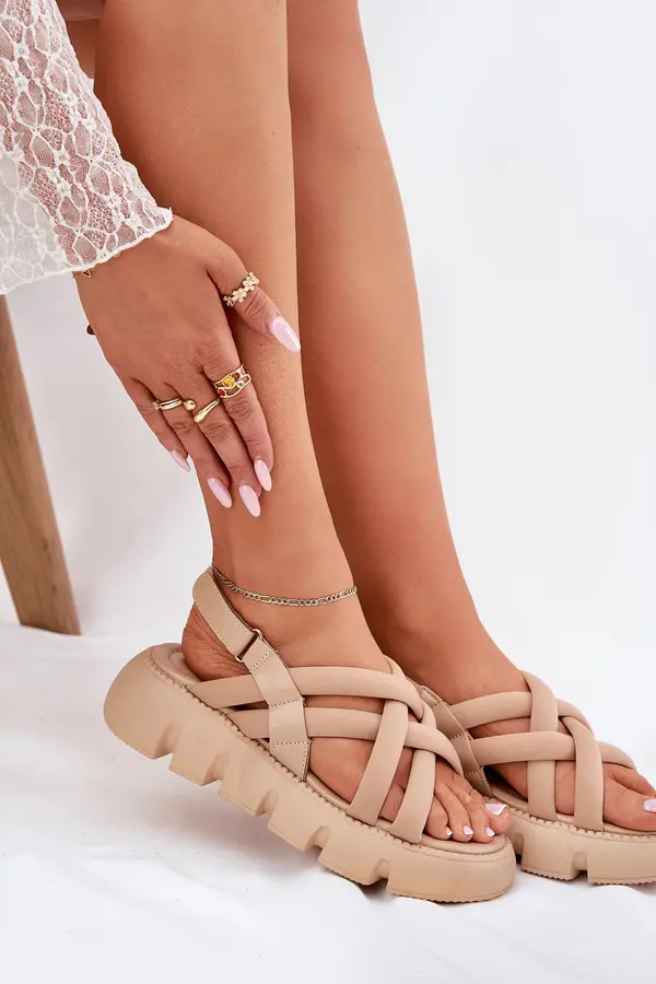 Boto Boto Women's Platform Sandals With Straps Beige Filamira