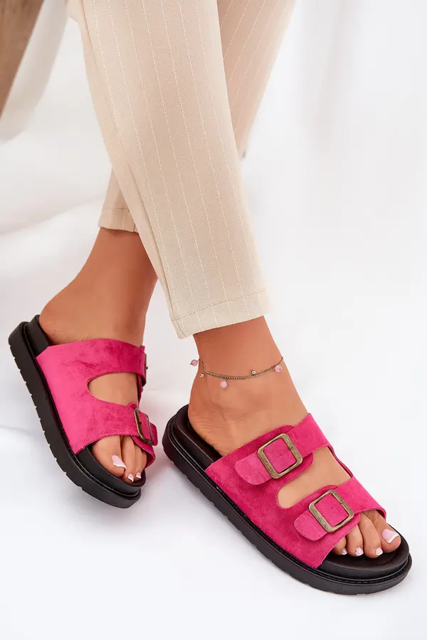 Boto Boto Women's Platform Slippers With Buckles Fuchsia Simbes