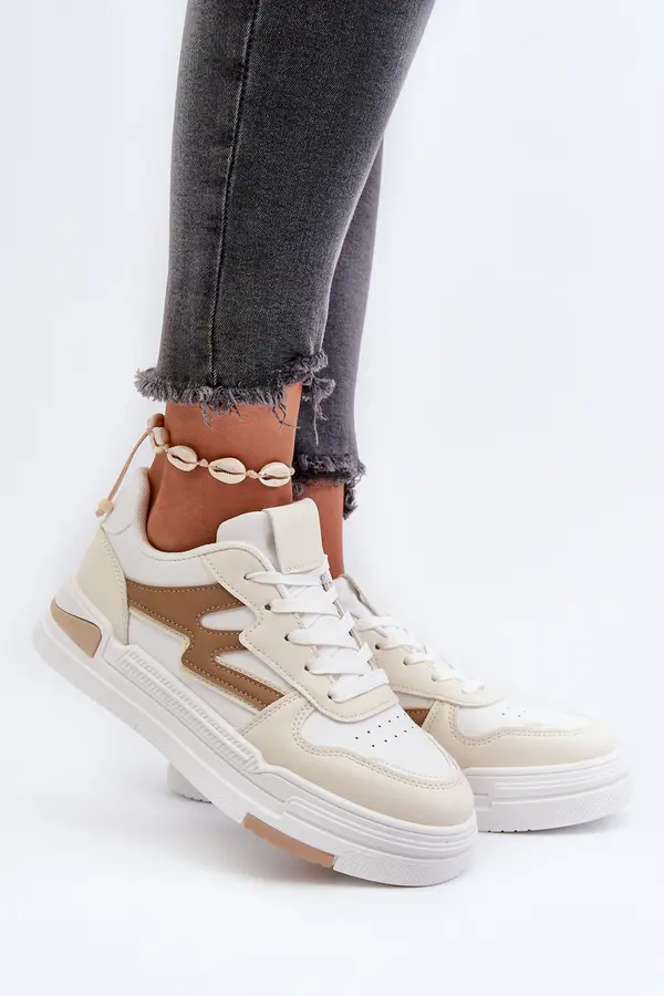 Boto Boto Women's Platform Sneakers in Beige Synthetic Leather Lynnette