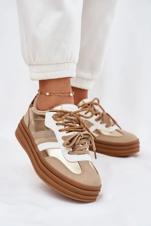 Boto Boto Womens Platform Sneakers With Double Lacing Leopard Gold Studs