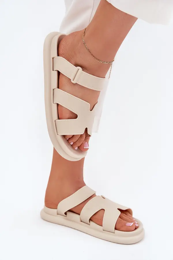 Boto Boto Women's Rubber Slippers With Strap Beige Tavirae