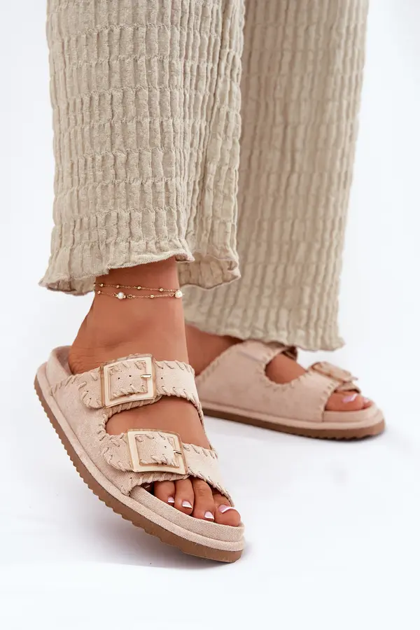 Boto Boto Women's Sandals With Buckles And Decorative Stitching Beige Visley