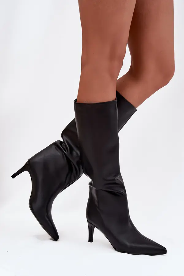 Boto Boto Women's Slip-On Insulated Boots on Heel Black Olive