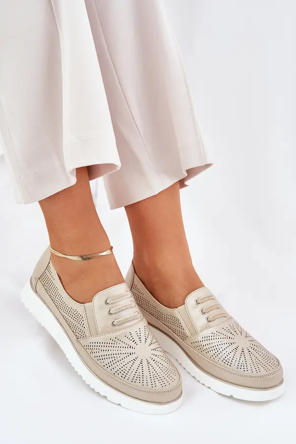 EVENTO Boto Women's Slip-On Perforated Shoes Gold Azethia